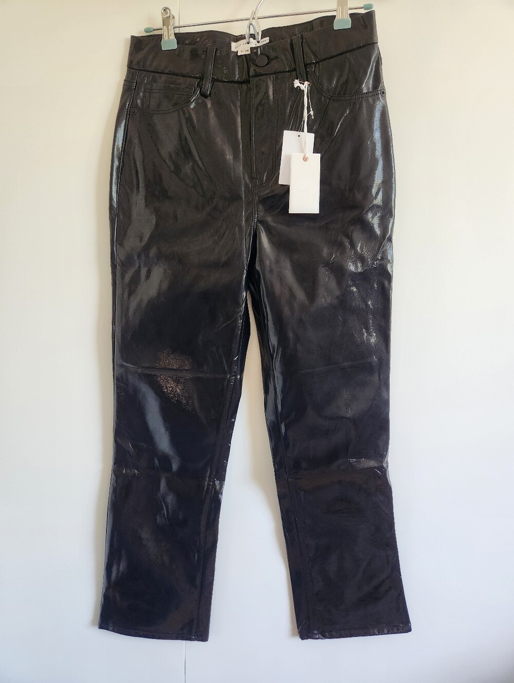 Good American NWT Better Than Leather Good Curve Straight Leg Pants Faux Size 6
